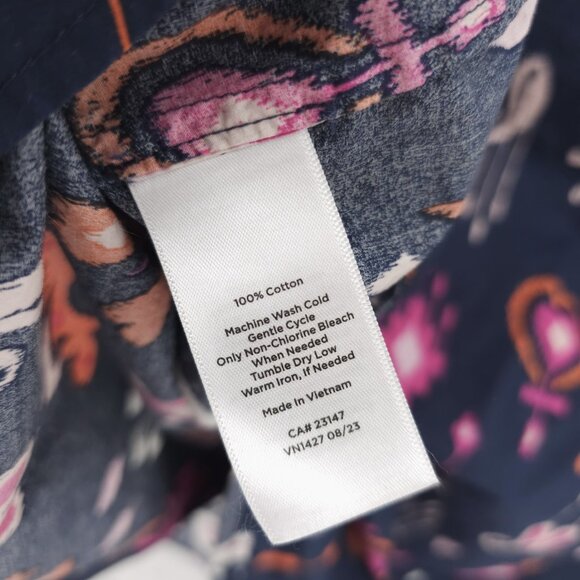 TALBOTS Button Up Shirt Blue All Over Print 100% Cotton Size XL - Picture 7 of 7